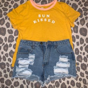 Forever 21 Ripped Jean Shorts